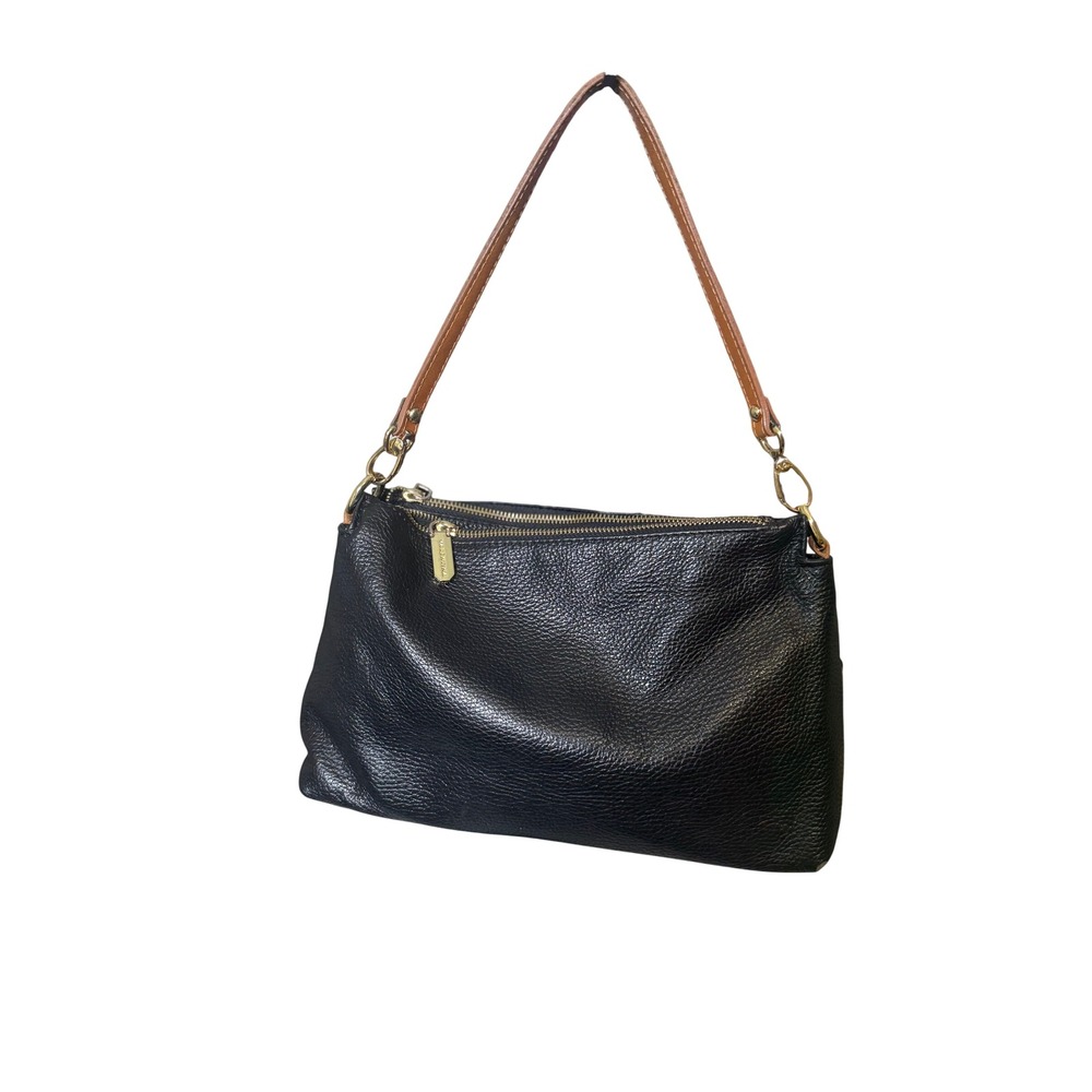Valentina Shoulder Bag Womens Medium Black Leather Made in Italy Pebbled